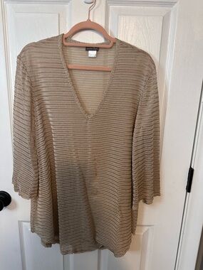 Jordan TaylorBeige V-Neck Knit Top